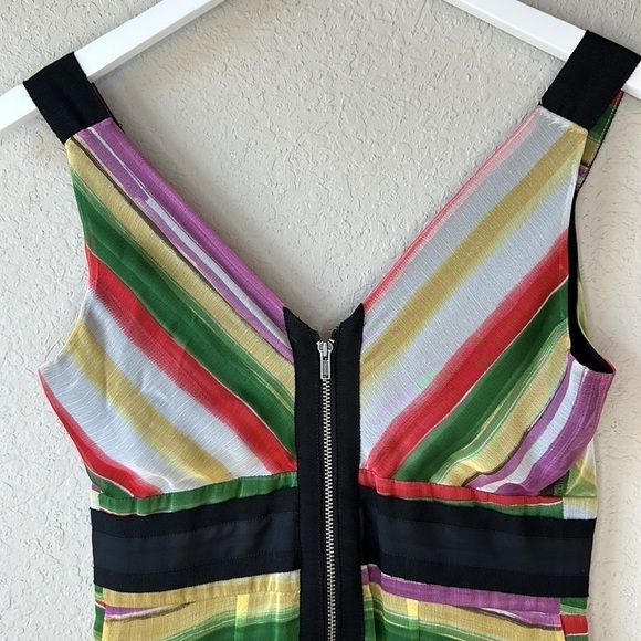 The Limited Colorful Sheer Overlay Empire Waist V Neck Cocktail Dress Size 2 - Picture 8 of 16